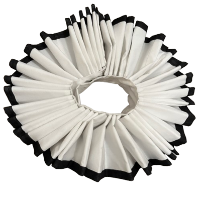 white ruff with black edge